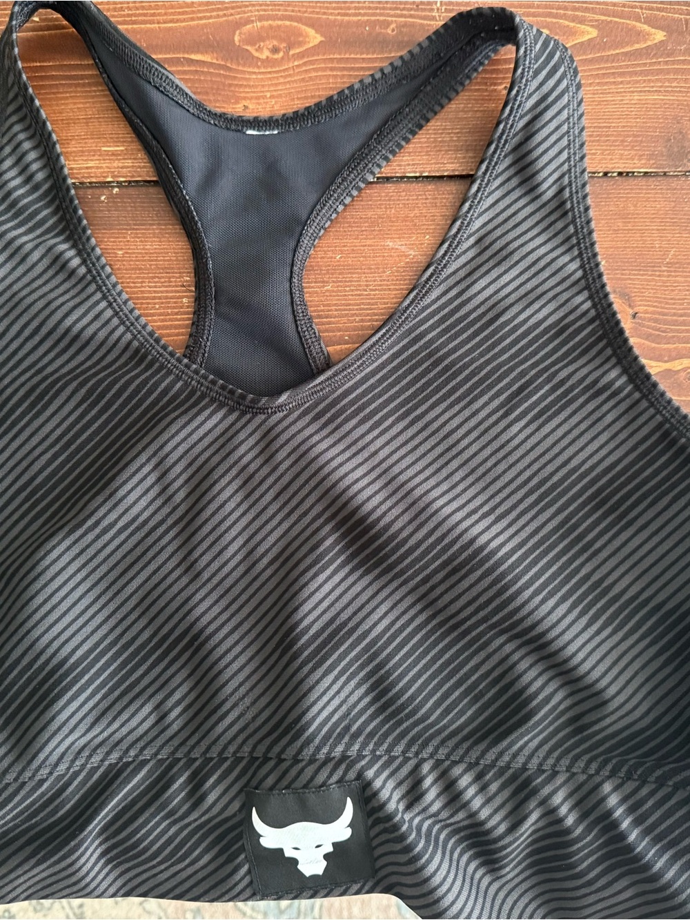 Under Armour Project Rock Women's Black Striped Sports Bra